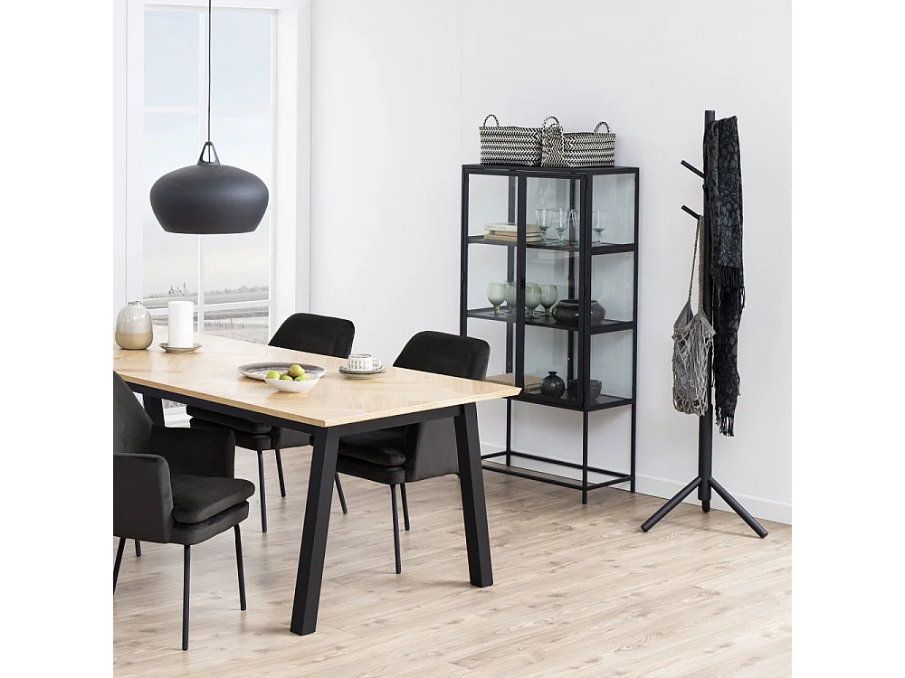 Hooky - Porte-manteaux en bois H176cm - Noir