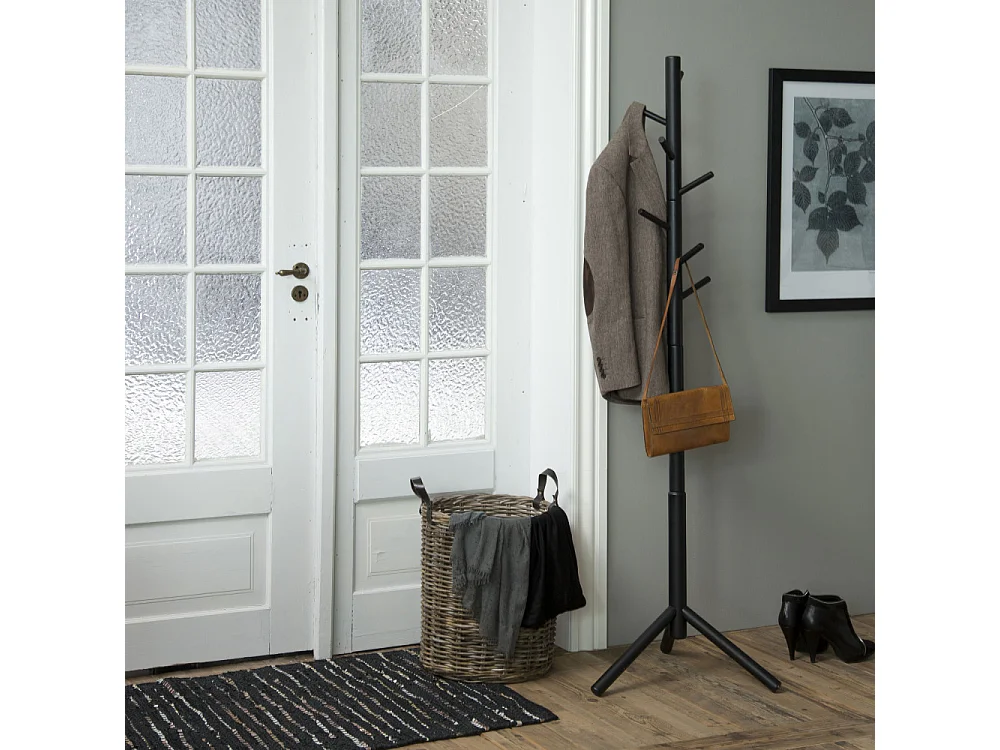 Hooky - Porte-manteaux en bois H176cm - Noir