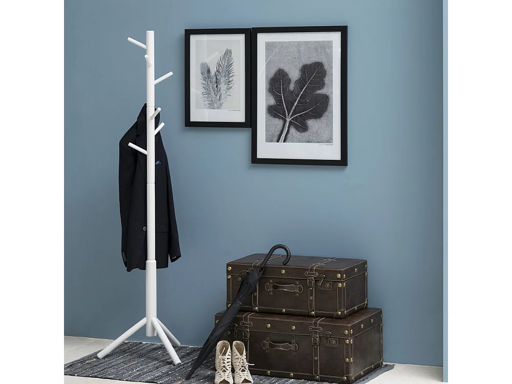 Hooky - Porte-manteaux en bois H176cm - Blanc