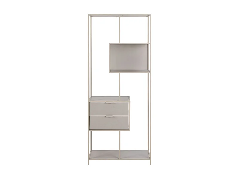 Hexa - Étagère 2 tiroirs en métal H185cm - Beige