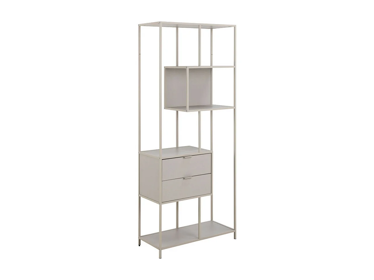 Hexa - Étagère 2 tiroirs en métal H185cm - Beige