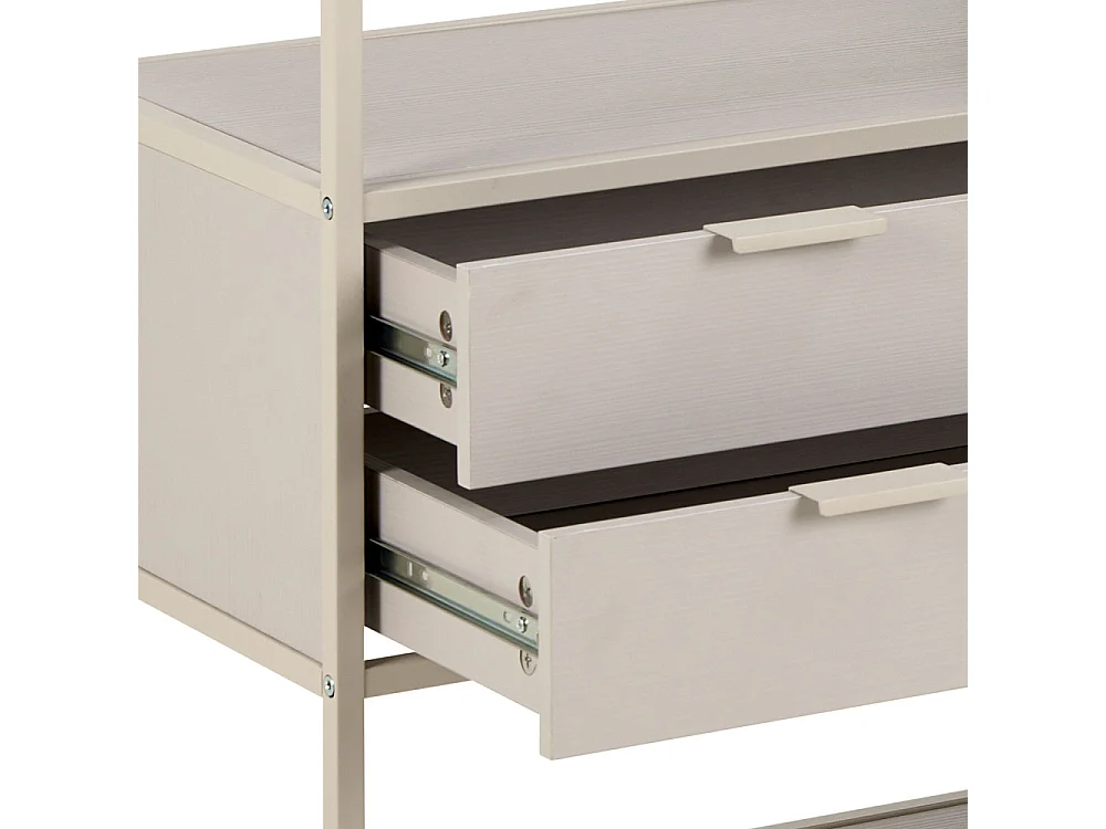 Hexa - Étagère 2 tiroirs en métal L114cm - Beige