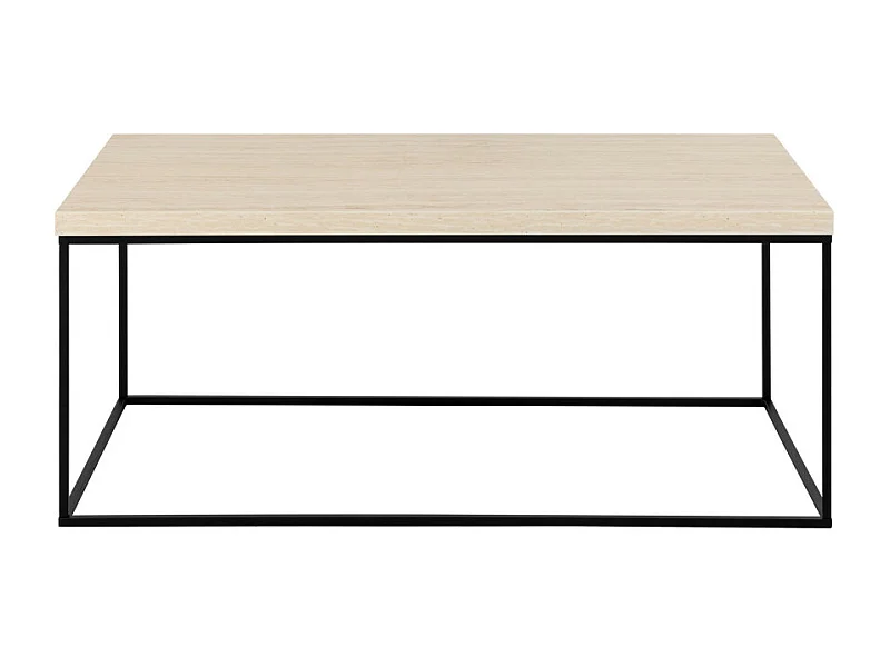 Mixo - Table basse en effet travertin et métal 110x50cm - Beige