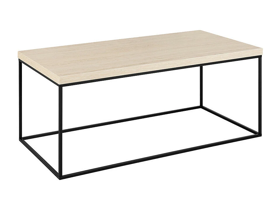 Mixo - Table basse en effet travertin et métal 110x50cm - Beige