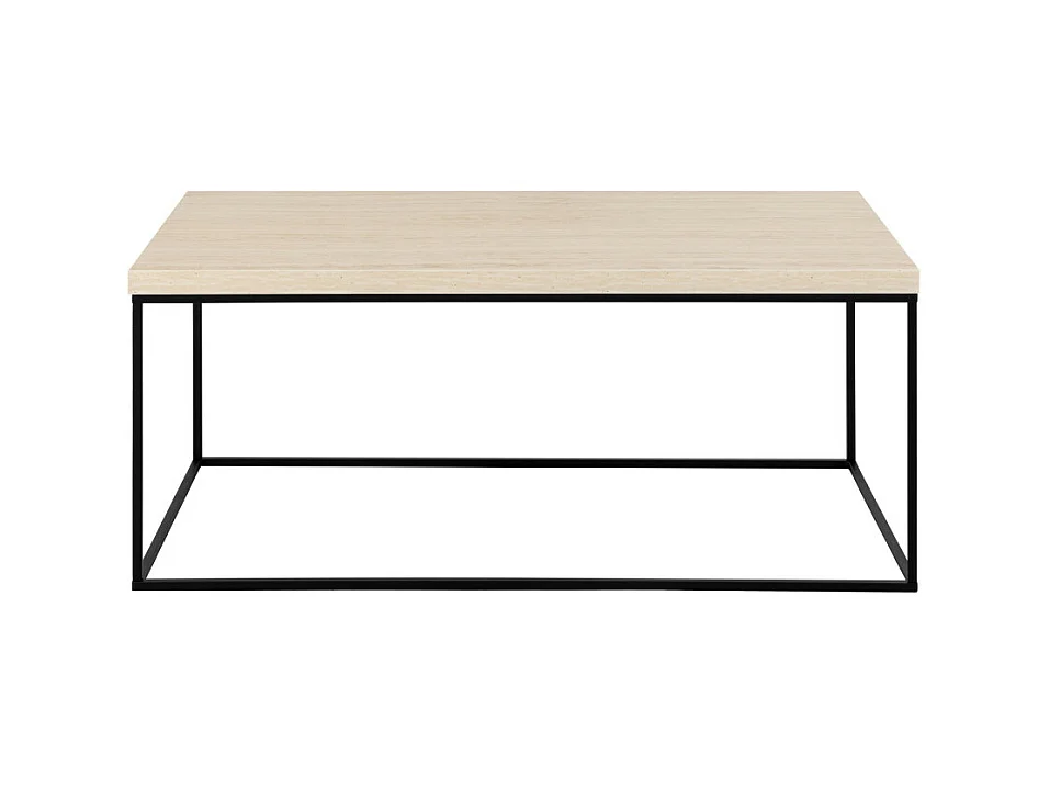 Mixo - Table basse en effet travertin et métal 110x50cm - Beige
