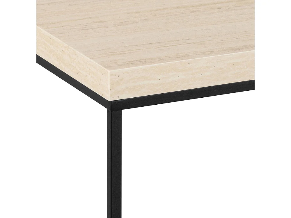 Mixo - Table basse en effet travertin et métal 110x50cm - Beige