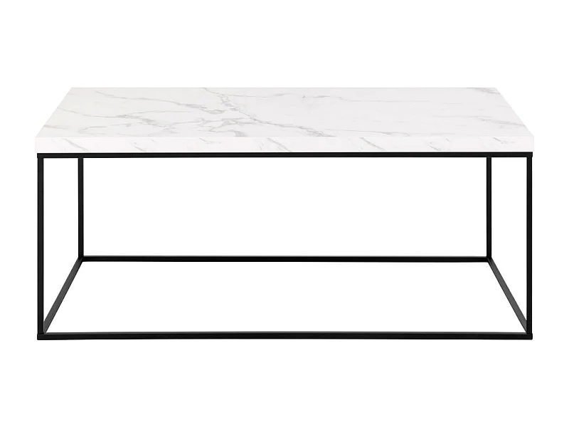 Mixo - Table basse en effet marbre et métal 110x55cm - Blanc