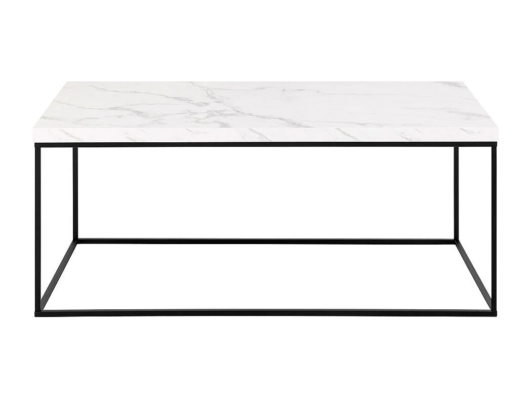 Mixo - Table basse en effet marbre et métal 110x55cm - Blanc