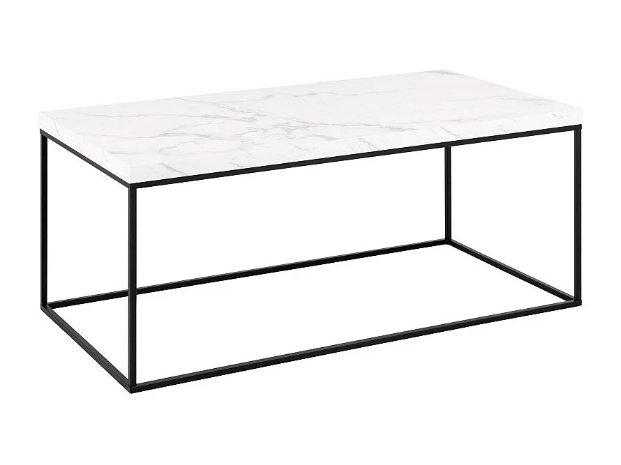 Mixo - Table basse en effet marbre et métal 110x55cm - Blanc