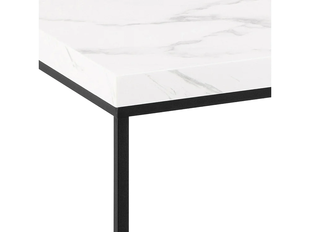 Mixo - Table basse en effet marbre et métal 110x55cm - Blanc