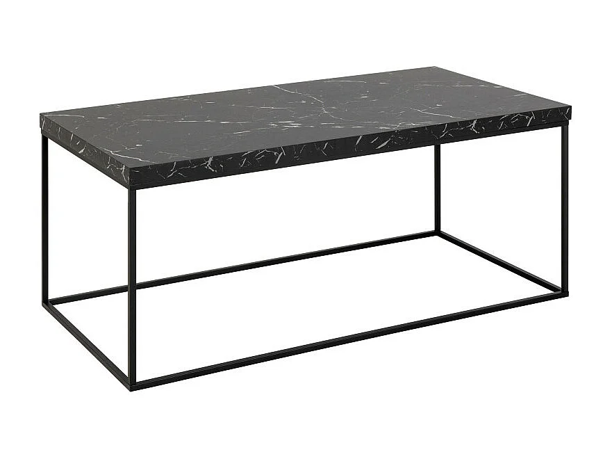 Mixo - Table basse en effet marbre et métal 110x55cm - Noir