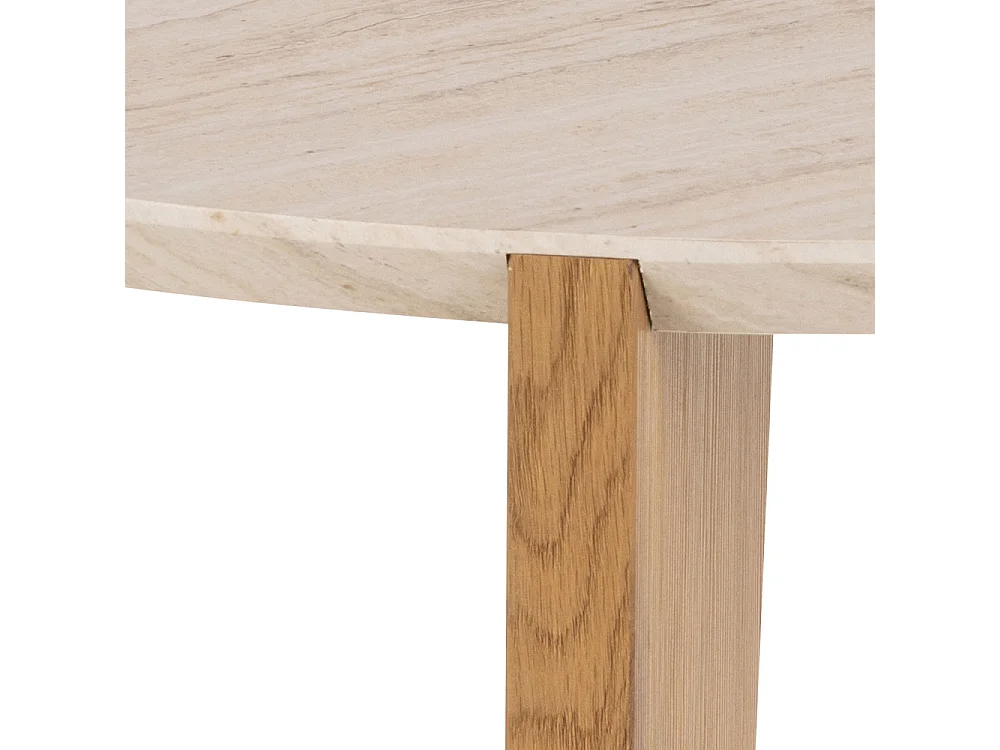 Vivo - Table basse ronde en effet travertin ø80cm - Beige