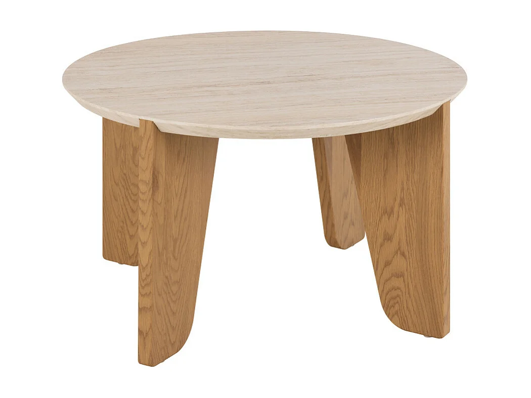 Vivo - Table basse ronde en effet travertin ø80cm - Beige