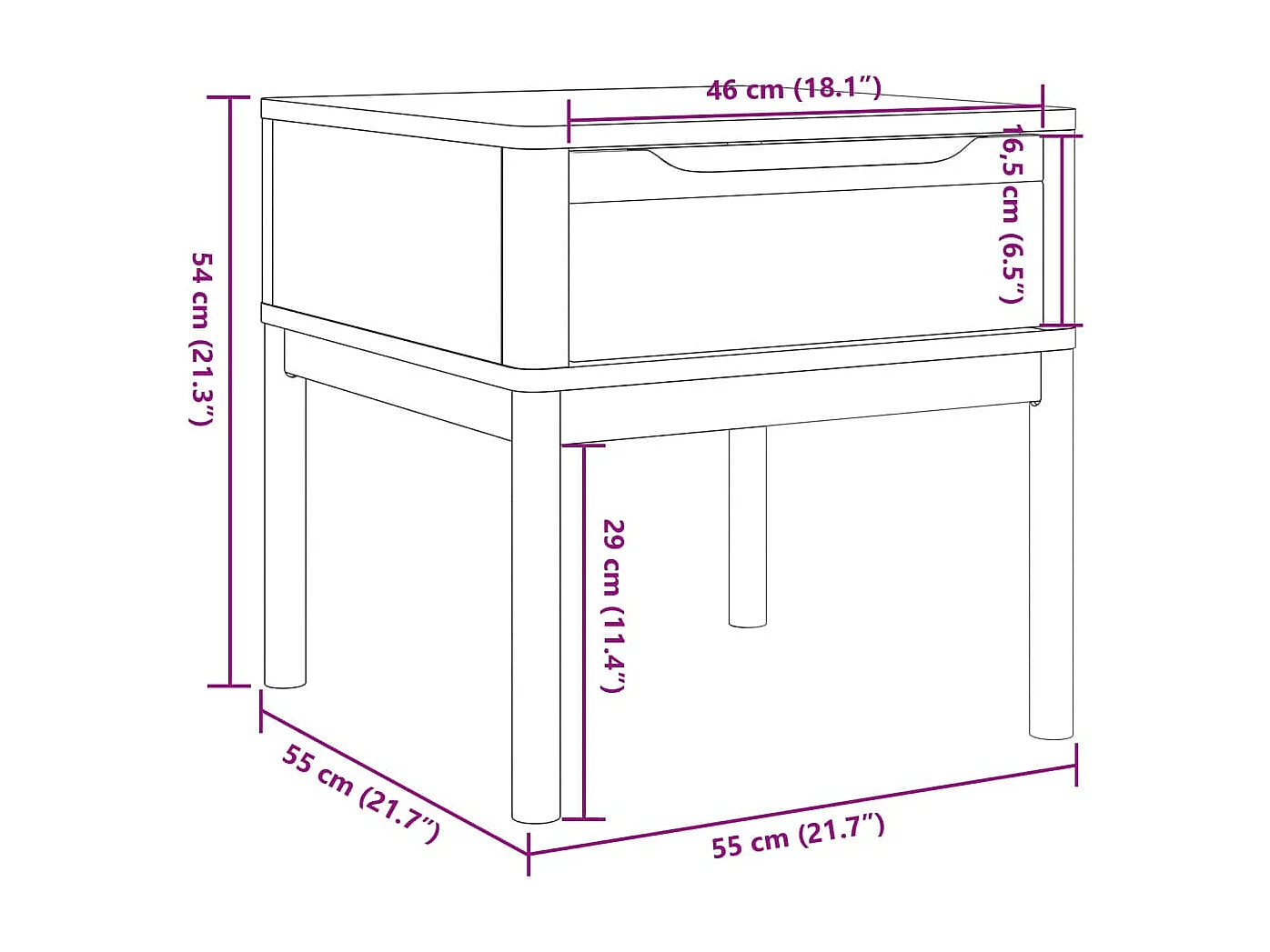 Lampentisch FLORO Wachsbraun 55x55x54 cm Massivholz Kiefer