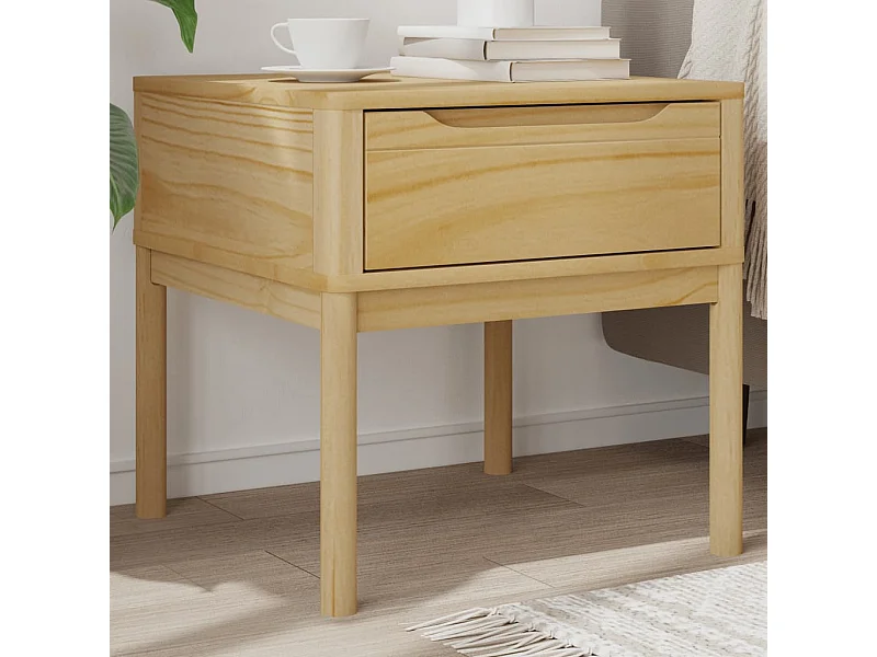 Lampentisch FLORO Wachsbraun 55x55x54 cm Massivholz Kiefer