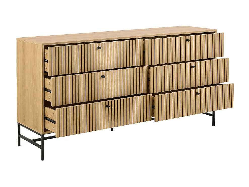 Storo - Commode 6 tiroirs en bois L157.9cm - Bois clair