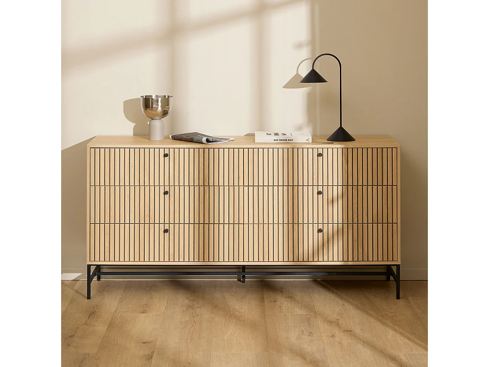 Storo - Commode 6 tiroirs en bois L157.9cm - Bois clair