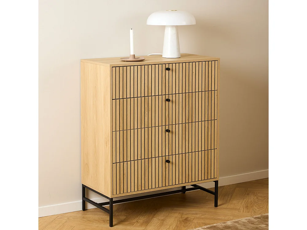 Storo - Commode 4 tiroirs en bois L80.6cm - Bois clair