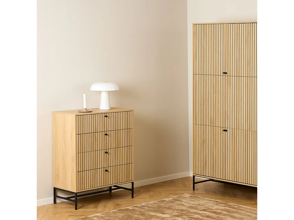 Storo - Commode 4 tiroirs en bois L80.6cm - Bois clair