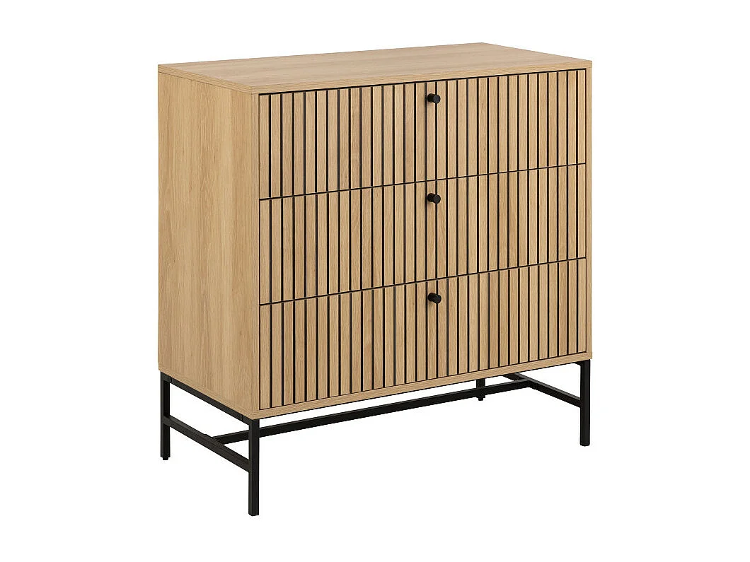 Storo - Commode 3 tiroirs en bois L80,6cm - Bois clair