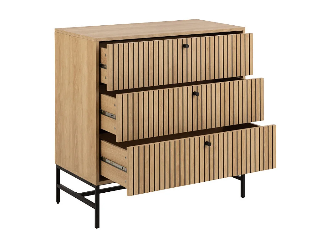 Storo - Commode 3 tiroirs en bois L80,6cm - Bois clair