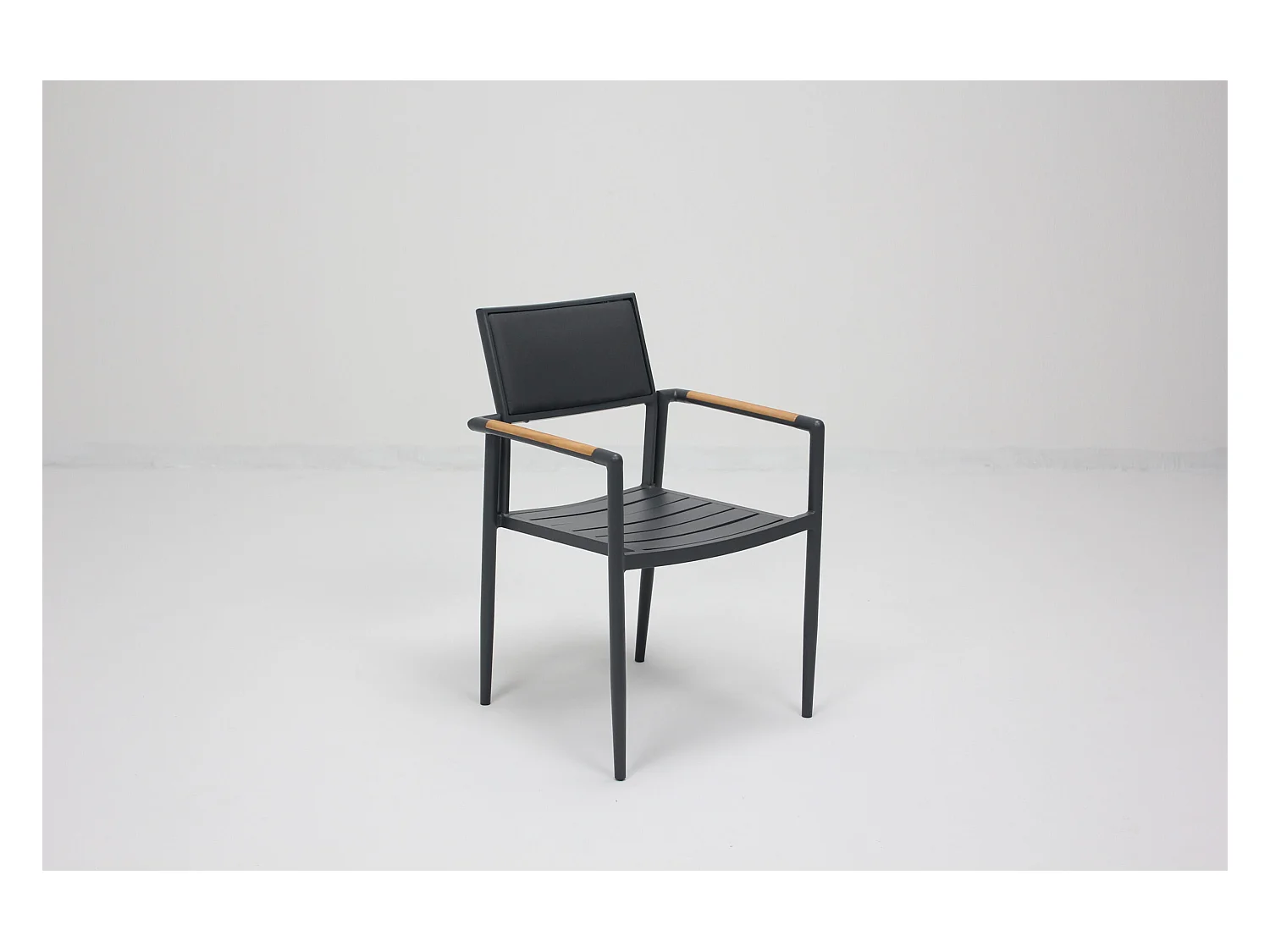 Fauteuil en teck massif, aluminium et textilène renforcé Anthracite PIANA