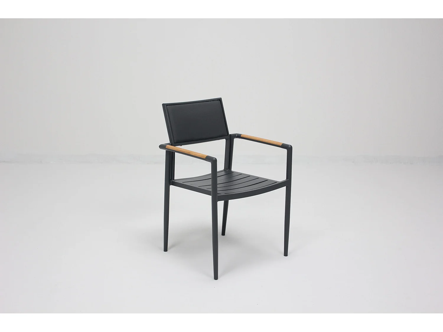 Fauteuil en teck massif, aluminium et textilène renforcé Anthracite PIANA