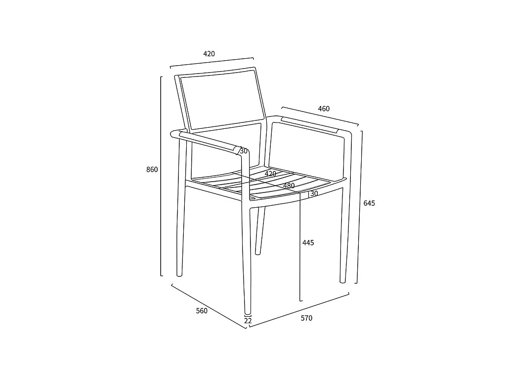 Fauteuil de jardin en aluminium et teck anthracite PIANA