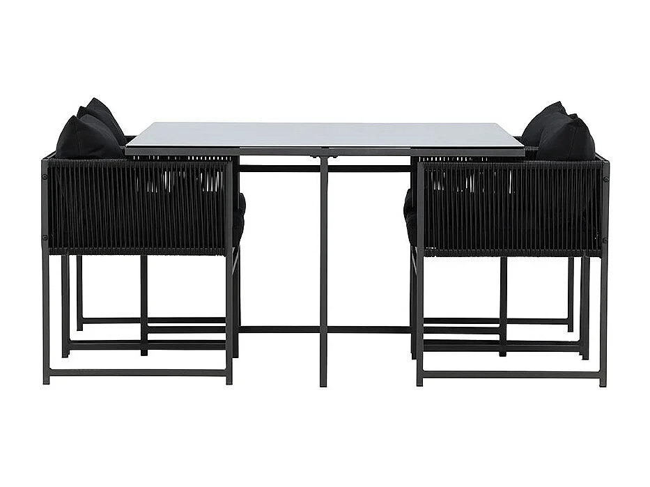Noto ensemble de jardin 1 table à manger, 2 chaises noires.
