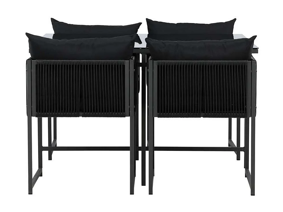 Noto ensemble de jardin 1 table à manger, 2 chaises noires.