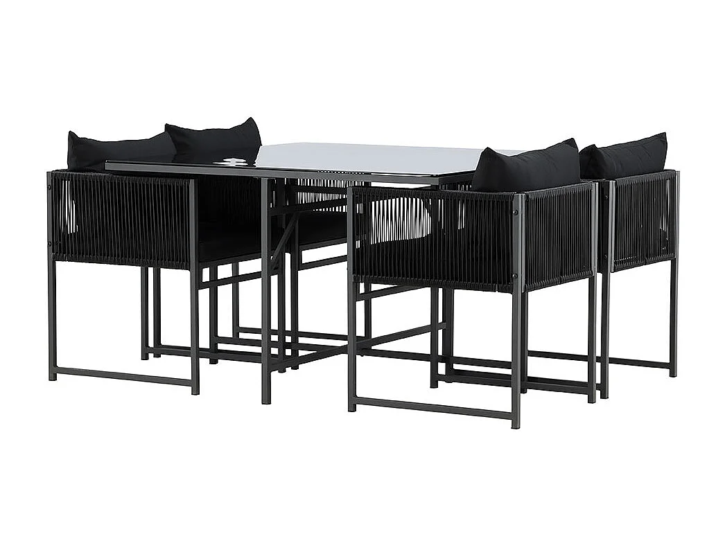 Noto tuinmeubelset 1 eettafel, 2 stoelen zwart.