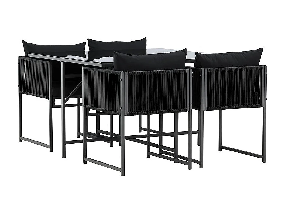 Noto tuinmeubelset 1 eettafel, 2 stoelen zwart.