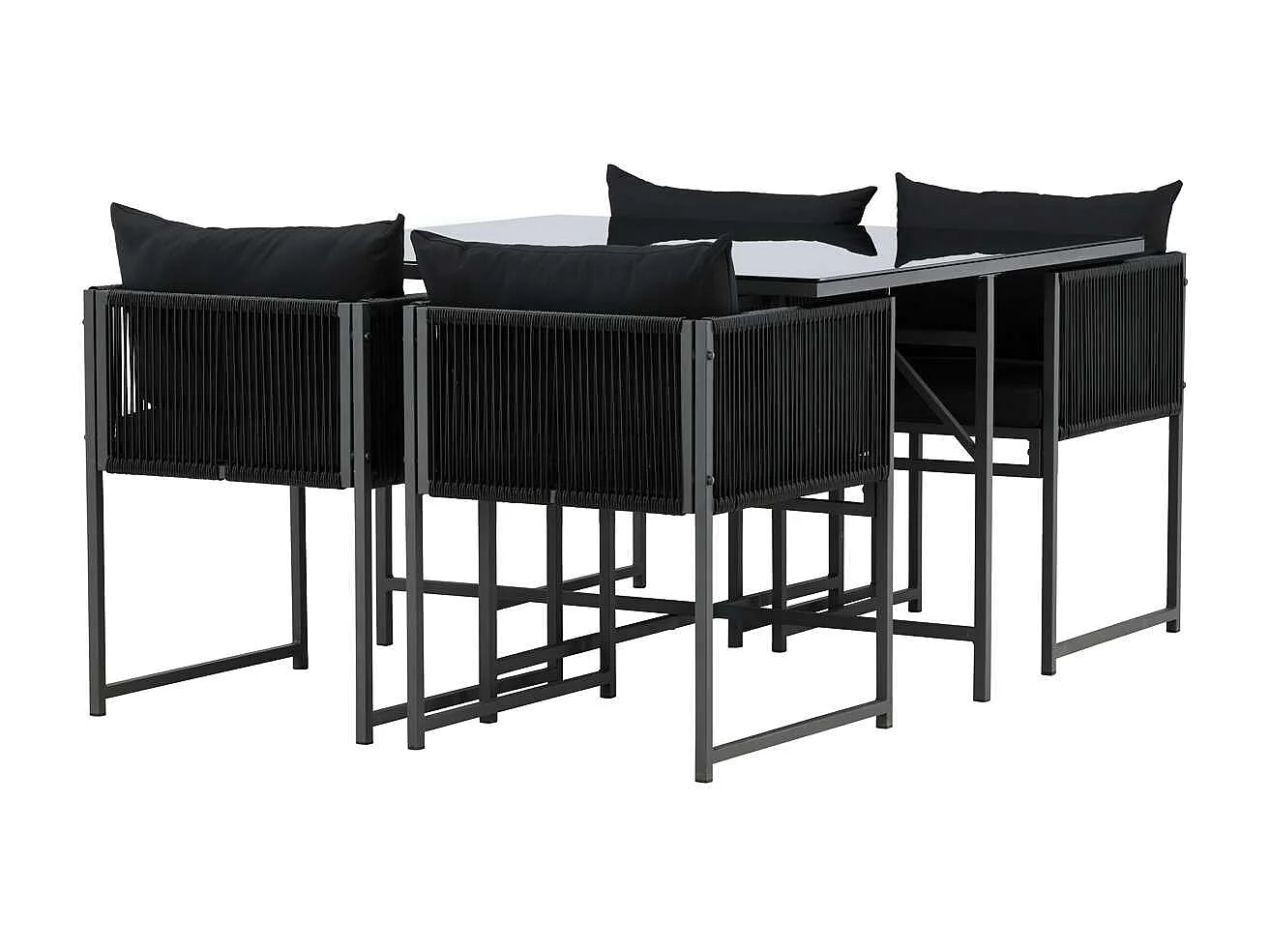 Noto tuinmeubelset 1 eettafel, 2 stoelen zwart.