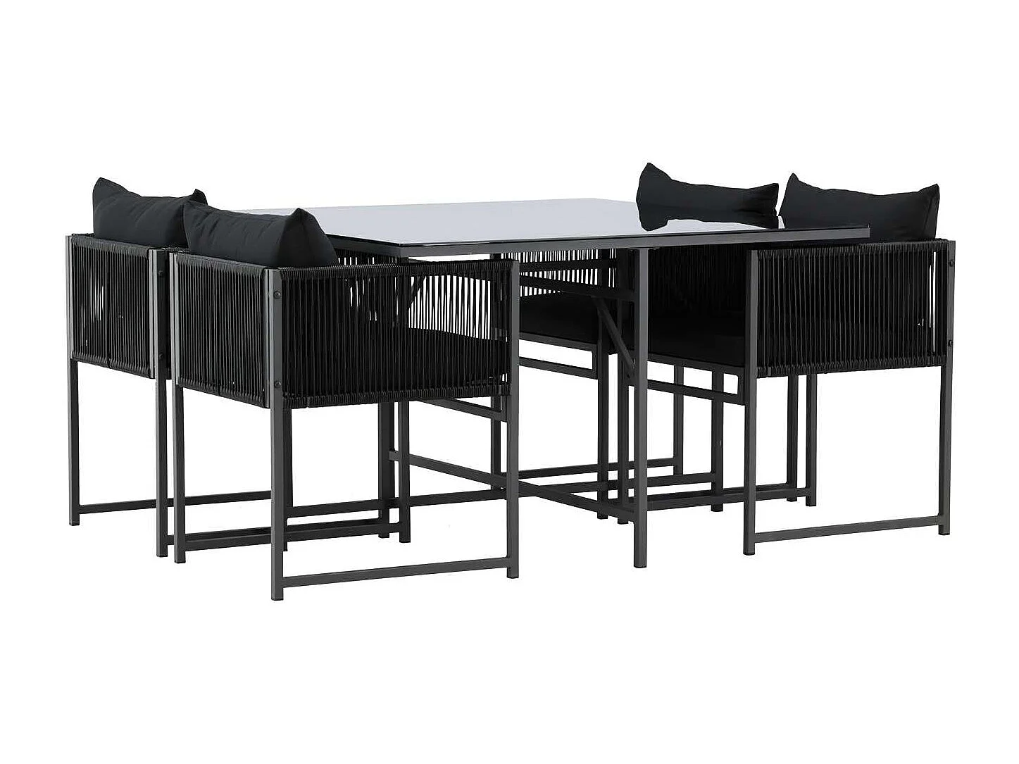 Noto tuinmeubelset 1 eettafel, 2 stoelen zwart.