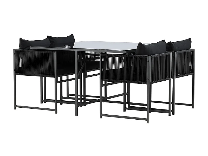 Noto tuinmeubelset 1 eettafel, 2 stoelen zwart.