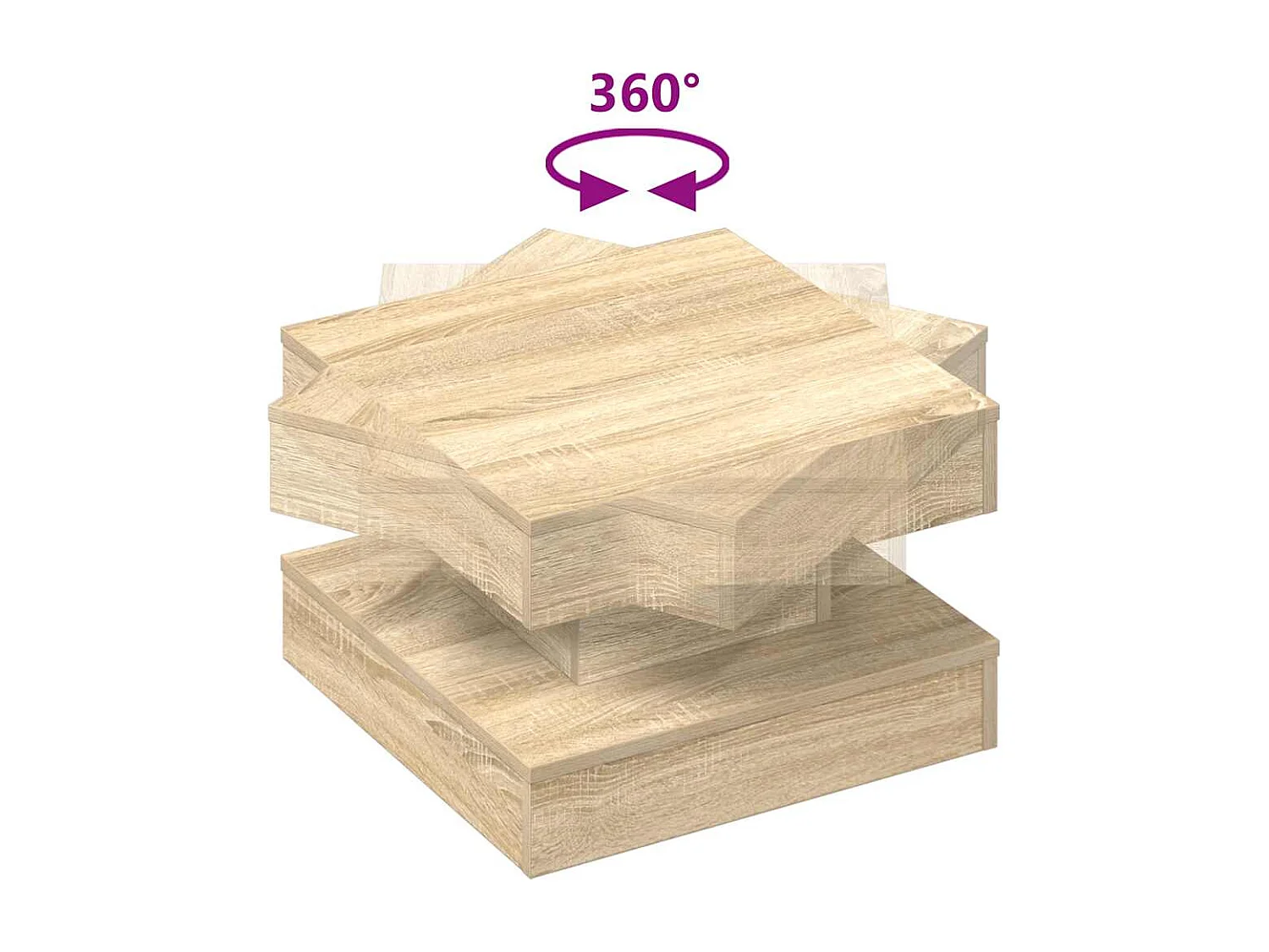 Mesa de centro rotativa a 360graus 50x50x34,5cm carvalho sonoma