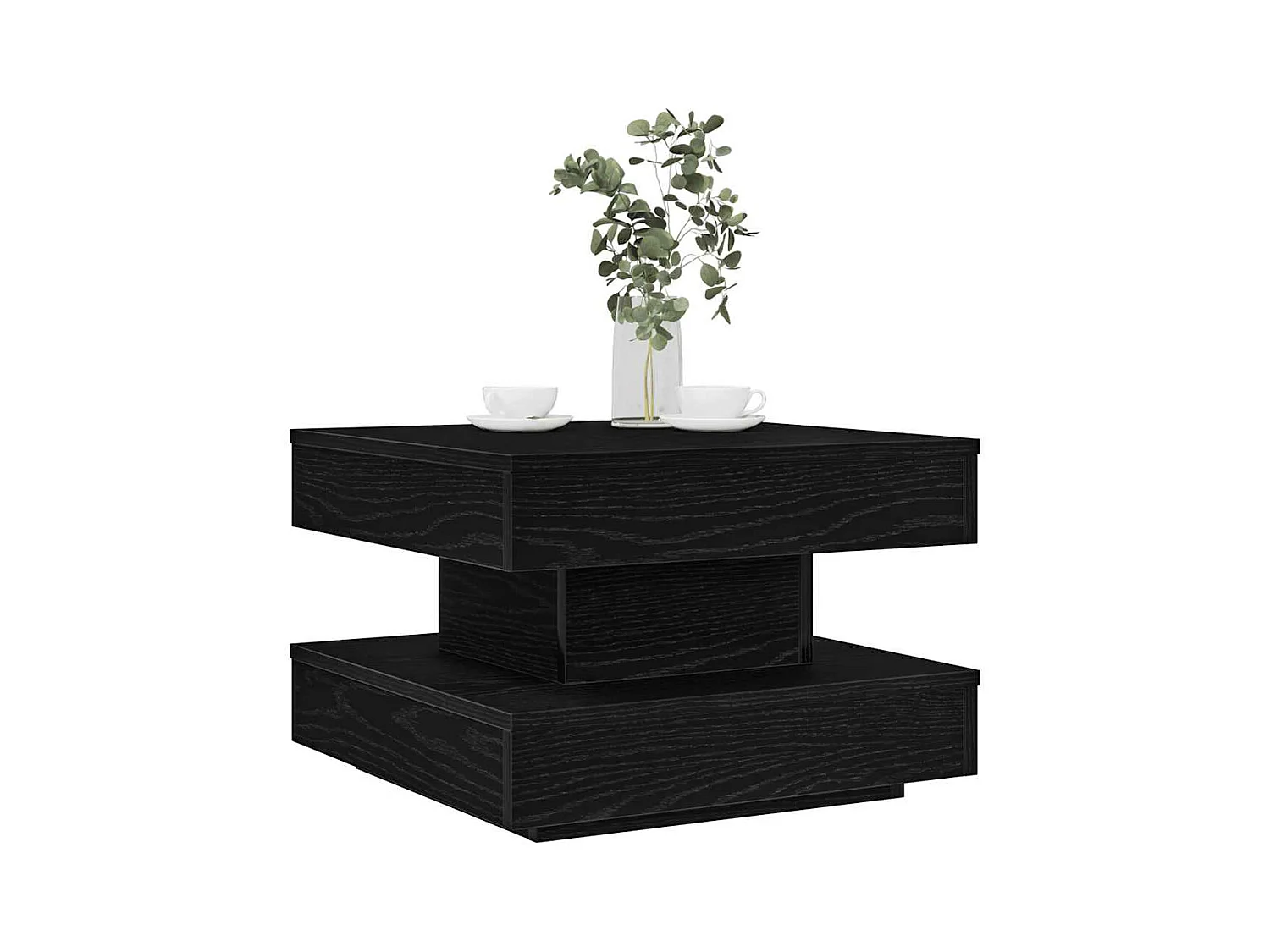 Table basse rotative à 360 degrés noir 50x50x34,5 cm
