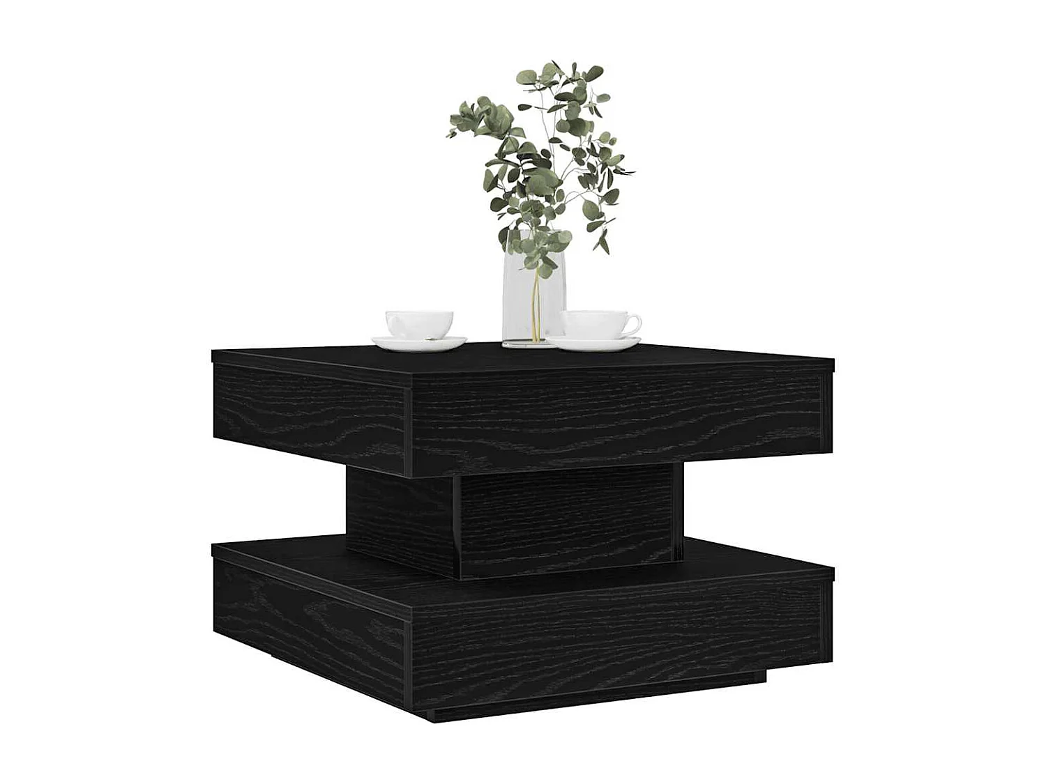 Table basse rotative à 360 degrés noir 50x50x34,5 cm