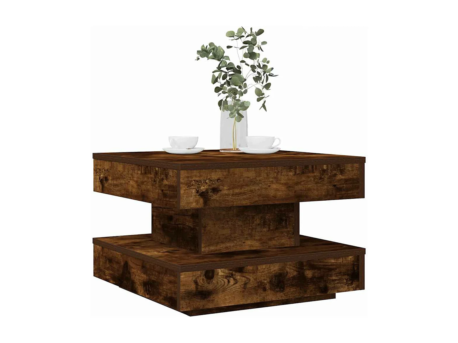 Mesa de centro rotativa a 360graus 50x50x34,5cm carvalho fumado