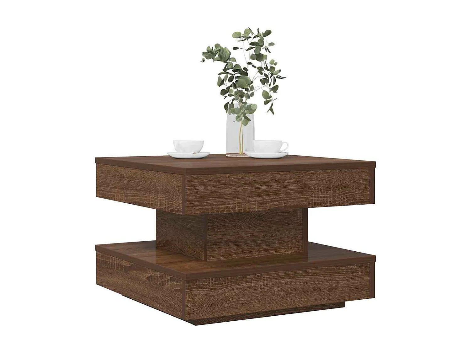 Mesa centro rotativa a 360 graus 50x50x34,5cm carvalho castanho