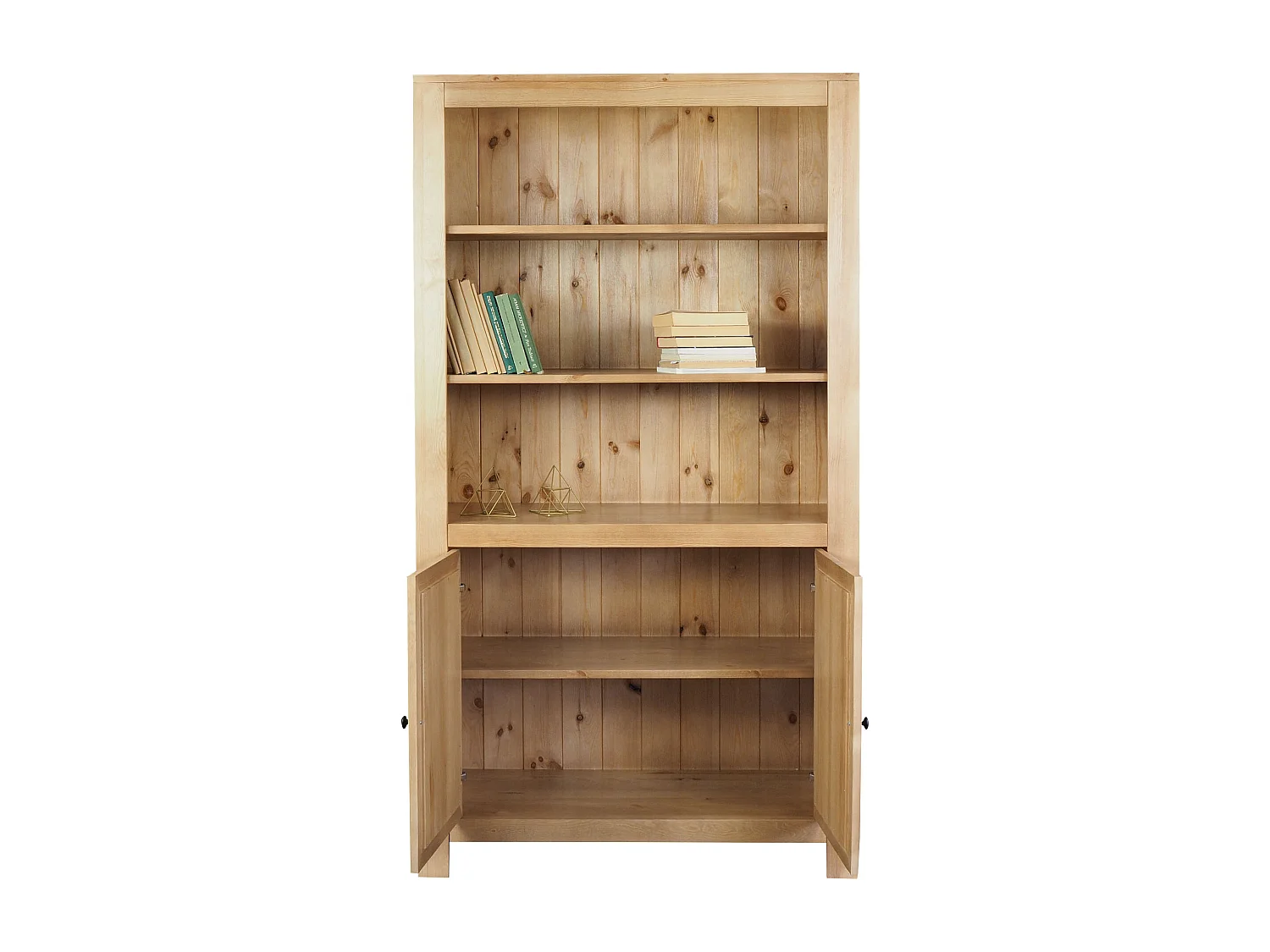 Regał drewniany 200 x 110 z drzwiczkami i półkami Madison, kolor dębowy