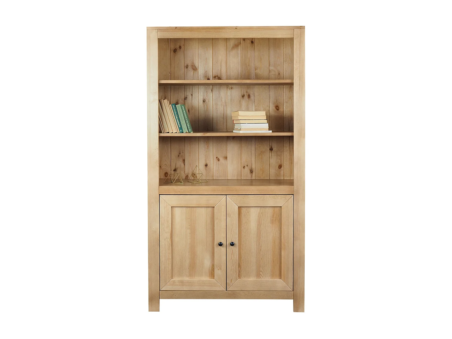 Regał drewniany 200 x 110 z drzwiczkami i półkami Madison, kolor dębowy