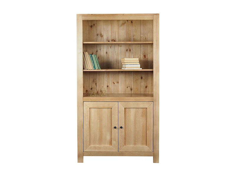 Regał drewniany 200 x 110 z drzwiczkami i półkami Madison, kolor dębowy