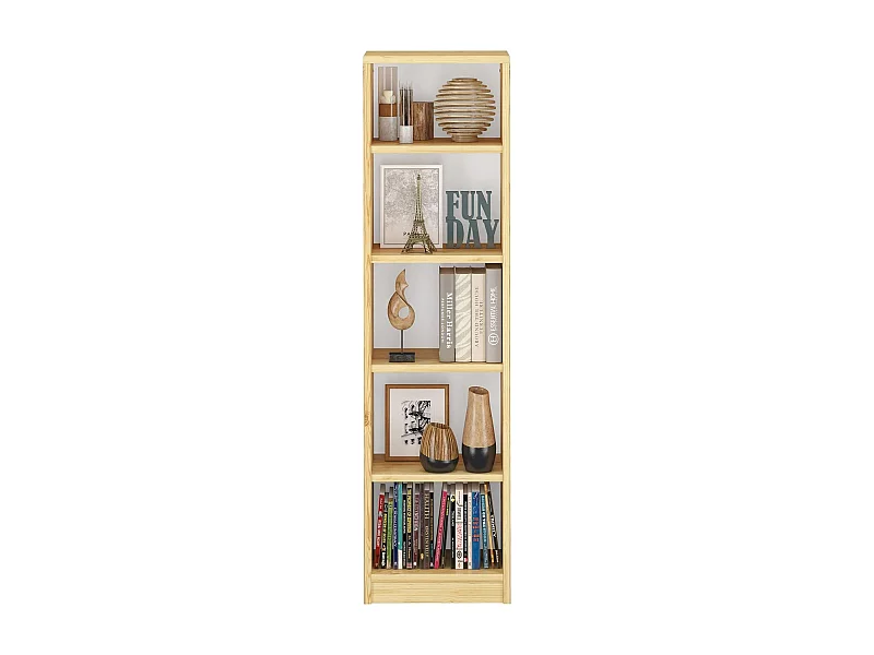 Bibliothèque en bois 150 x 40 cm Eko built medium, étagères réglables, couleur pin