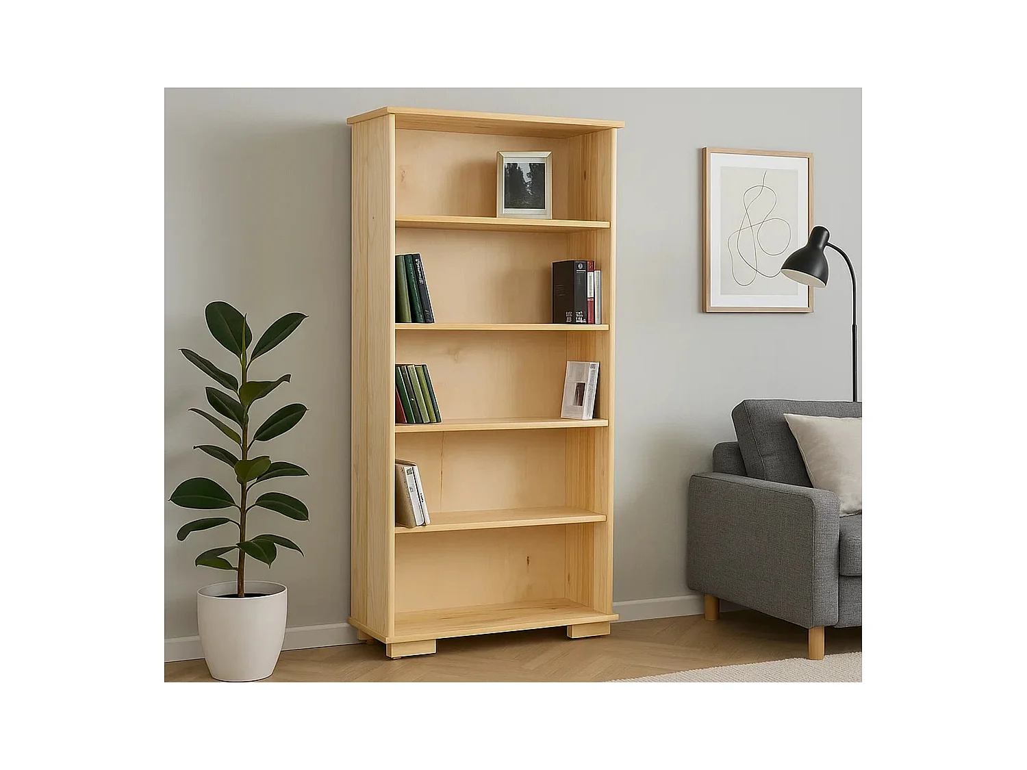 Bibliothèque en bois 177x82 cm Modern II avec étagères, couleur pin