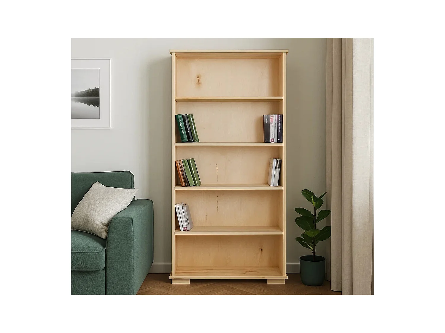 Bibliothèque en bois 177x82 cm Modern II avec étagères, couleur pin