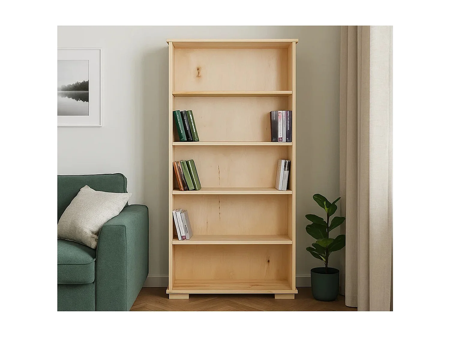 Bibliothèque en bois 177x82 cm Modern II avec étagères, couleur pin