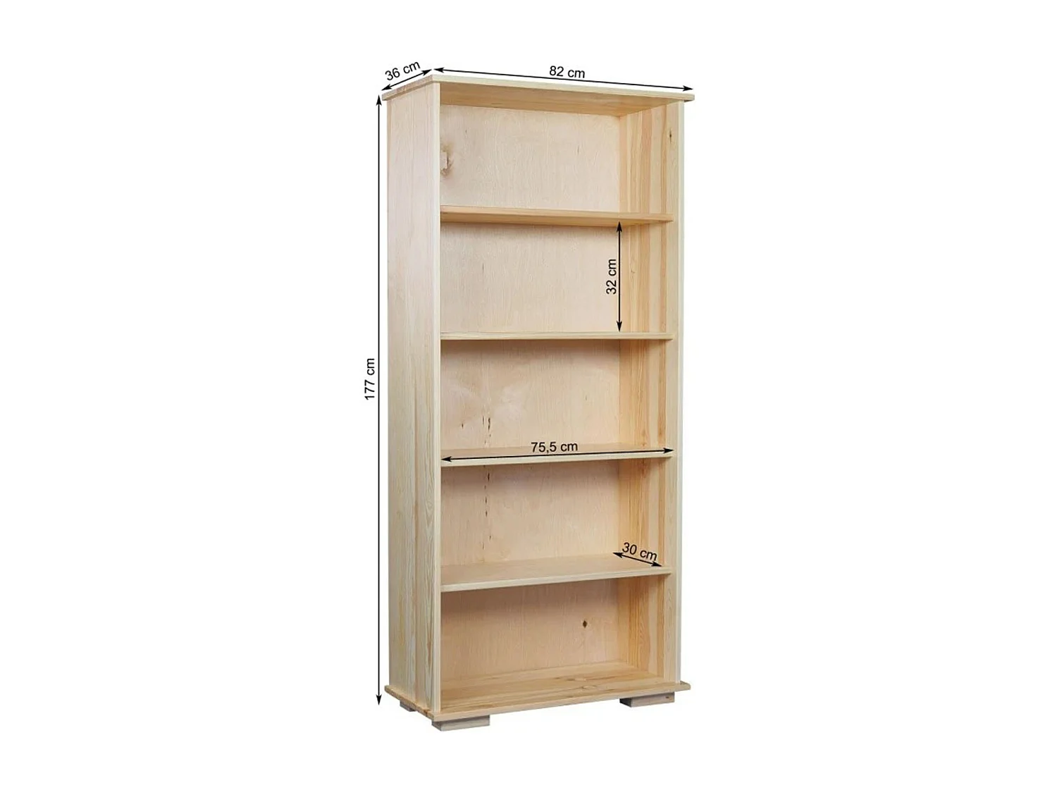 Bibliothèque en bois 177x82 cm Modern II avec étagères, couleur pin