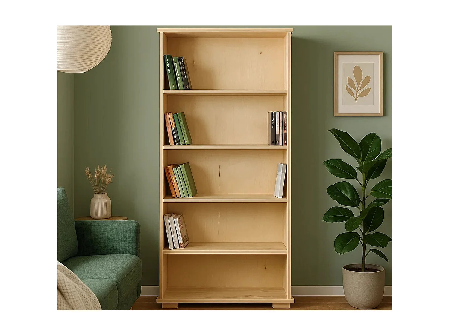 Bibliothèque en bois 177x82 cm Modern II avec étagères, couleur pin