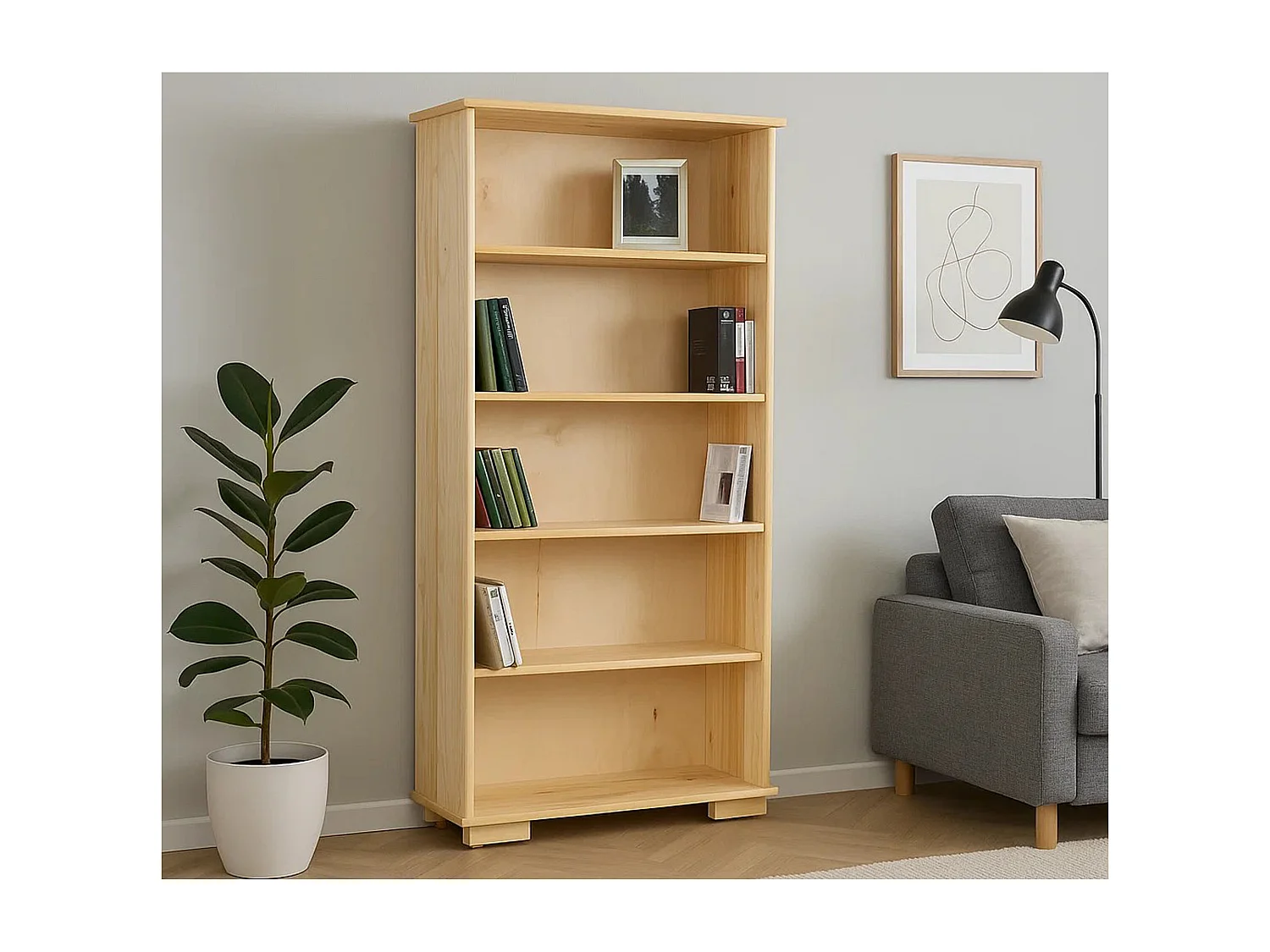 Bibliothèque en bois 177x82 cm Modern II avec étagères, couleur pin